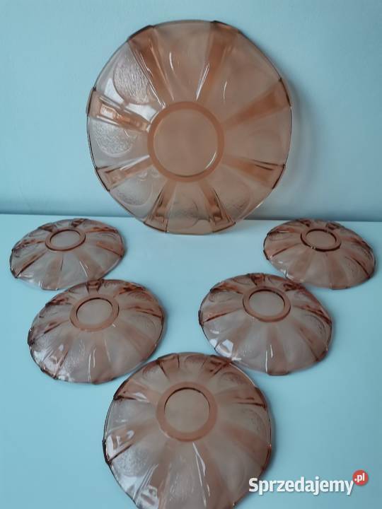 Stara nieużywana patera i talerzyki 15 szkło Art Katowice