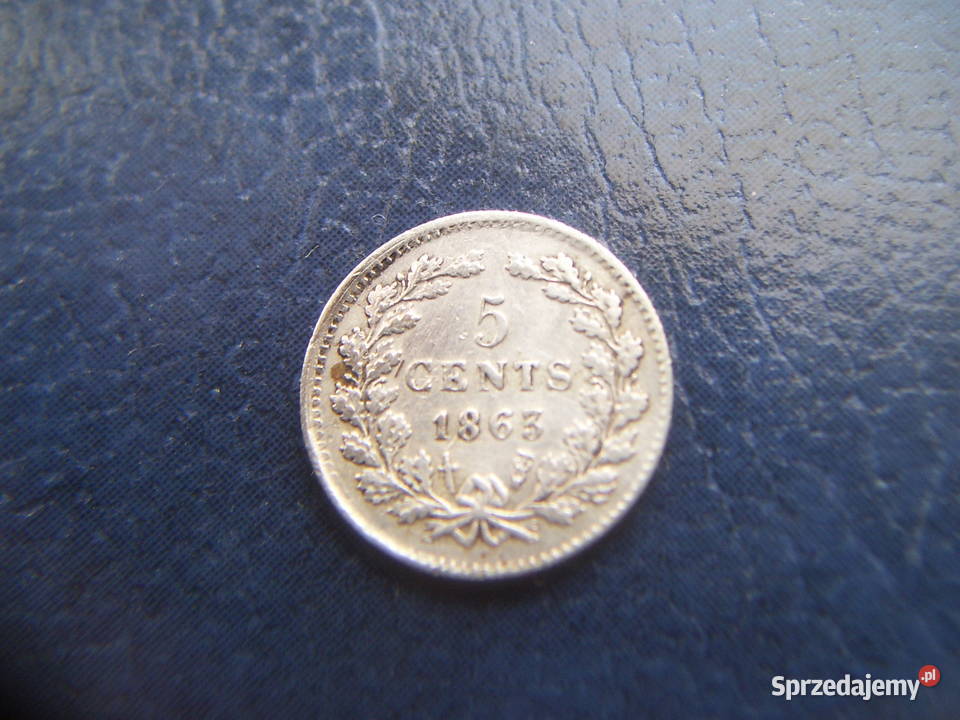 Stare monety 5 cents 1863 Holandia srebro Lesko