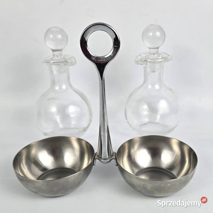 Zestaw na ocet i oliwę w stojaku szkło stal WMF mazowieckie