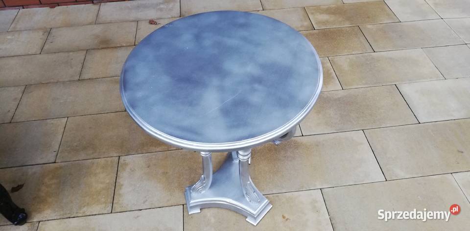 Stolik srebrny kawowy Glamour okrągły stylowy mazowieckie Garwolin