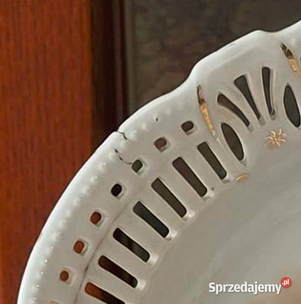 Duża ażurowa miska ze scenką staruszka Gdańsk