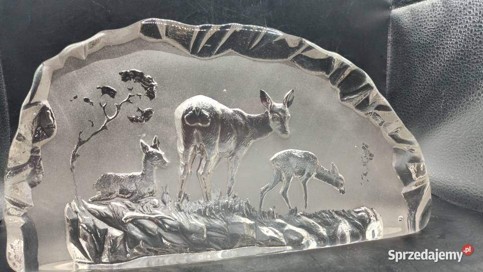 Szkło duży przycisk do papieru motyw myśliwski lubelskie