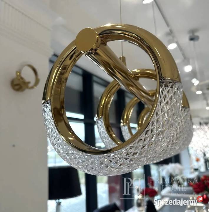 Żyrandol nowoczesny złoty glamour podłużny Round Warszawa