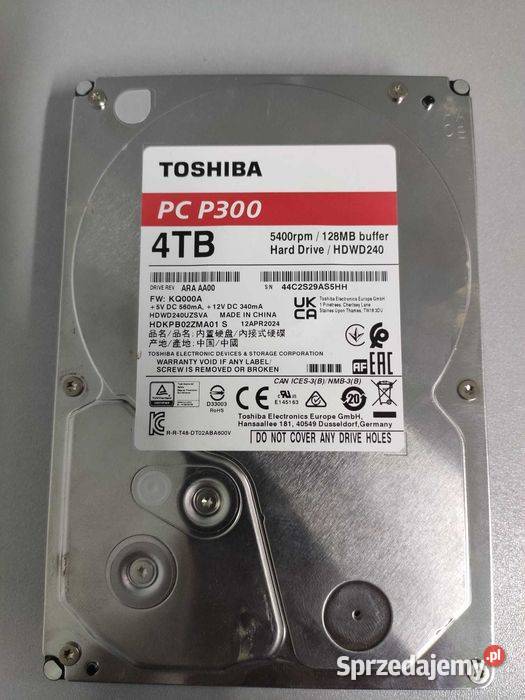 Dysk Toshiba P300 4TB gwarancja Siedlce