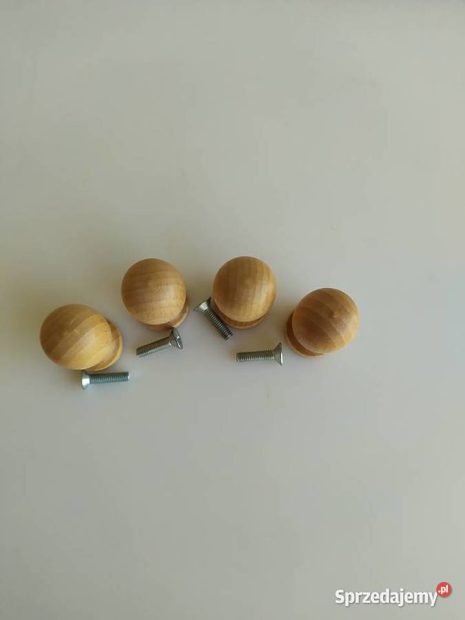 Gałka drewniana lakierowana mała bukowa kpl 4 Olecko