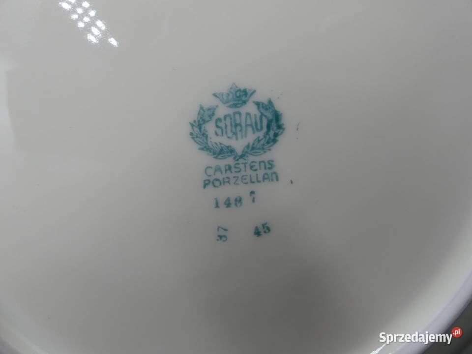 Komplet śniadaniowy Sorau Żary Biała róża 1928 Porcelana i szkło wielkopolskie sprzedam