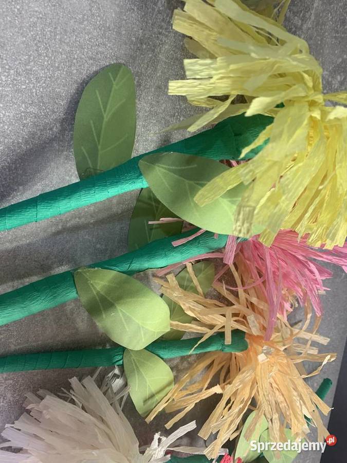 Bukiet kwiatów sztucznych z bibuły wazon origami podkarpackie Jasło