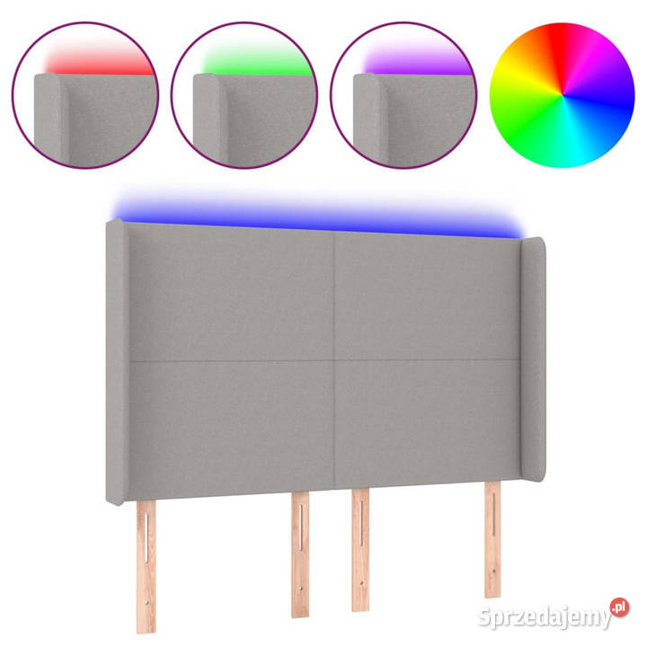 Zagłówek do łóżka z LED jasnoszary 147x16x118128 Warszawa