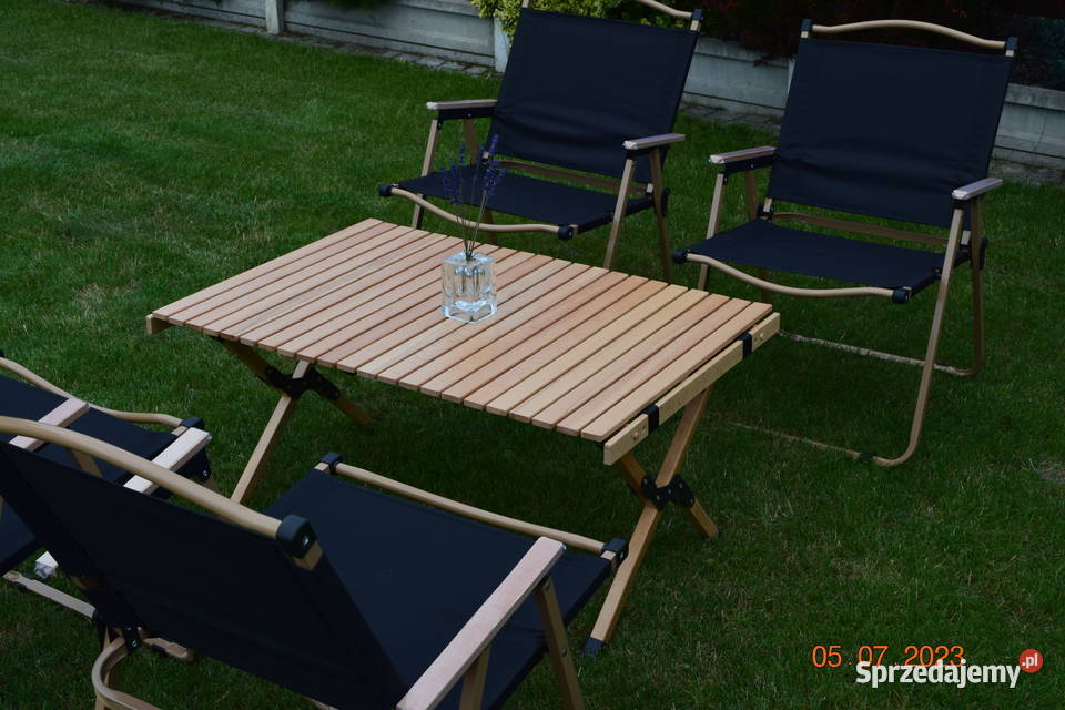 Skladany zestaw stół Krzeslo Kempingowe buk drewno małopolskie Bosutów