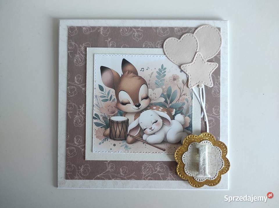 Kartka ręcznie robiona na urodziny roczek z Łódź