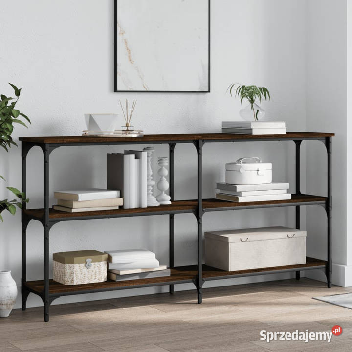 Stolik konsolowy brązowy dąb 150x29x75 WM834109 Warszawa