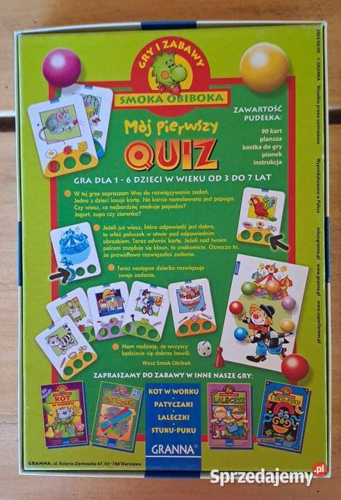 Mój pierwszy quiz Gry i zabawy Smoka Obiboka mazowieckie Warszawa