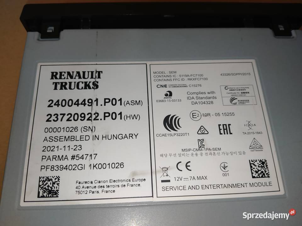 MODUŁ SEM RADIO VOLVO FH4 RENAULT GAMA T Kargowa