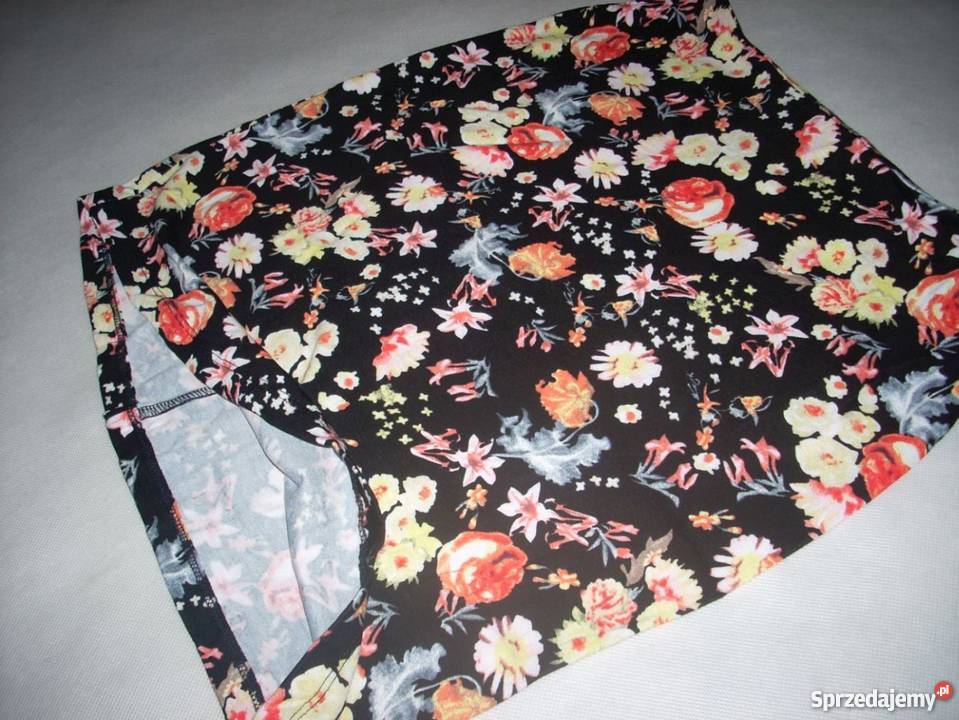 Spódnica WZÓR Kwiaty Dzianina Jersey NOWA XS S