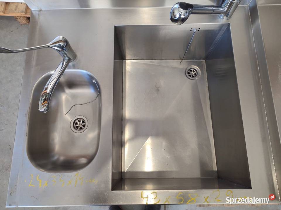 Stół roboczy z dwoma zlewami 2200 x 700 x 85 Niedźwiedź