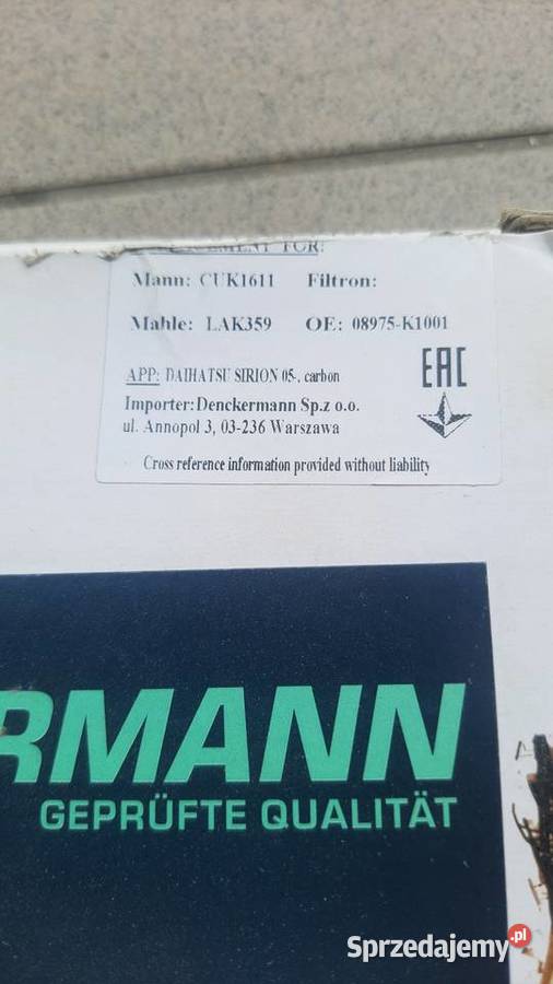 Filtr kabinowy weglowy Denckermann M11 0472 Kabinowe