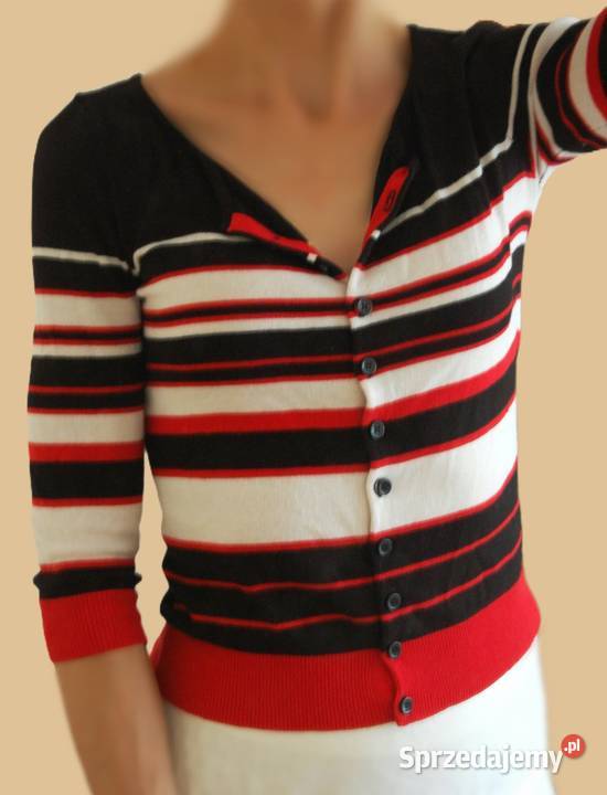 Letni kardigan damski Solar 36 S wiskoza paski Swetry i golfy Lublin