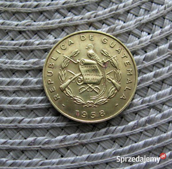 Gwatemala 1 Cent 1958r Mały napis Numizmatyka wielkopolskie Kalisz sprzedam