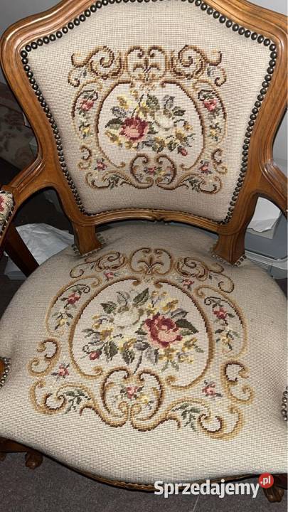 Fotel Ludwik z podłokietnikami Haft w idealnym Gdańsk sprzedam