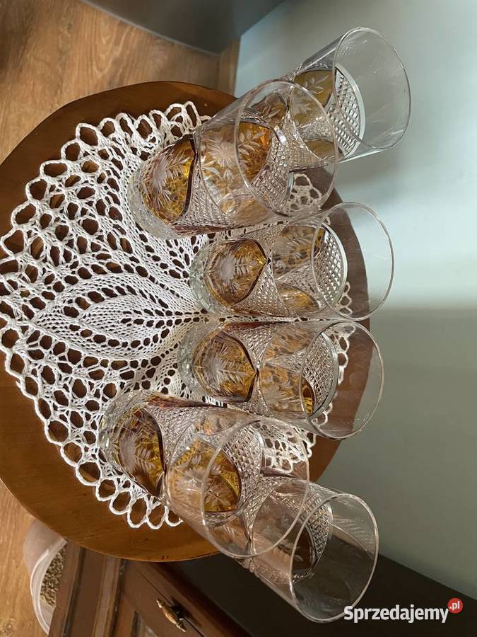 Szklanki z krysztalu palone i grawerowane na 3 Jelenia Góra