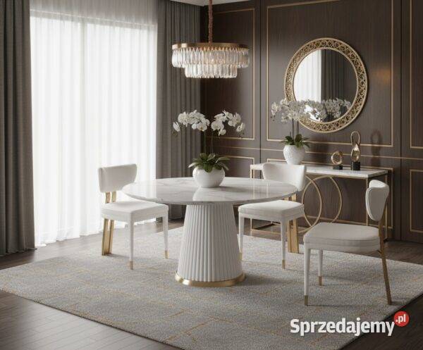 Stół złoty okrągły Glamour Nowojorski z Nowy Sącz