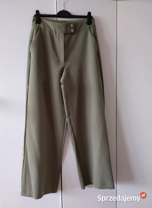 Spodnie eleganckie khaki 40 L szerokie nogawki