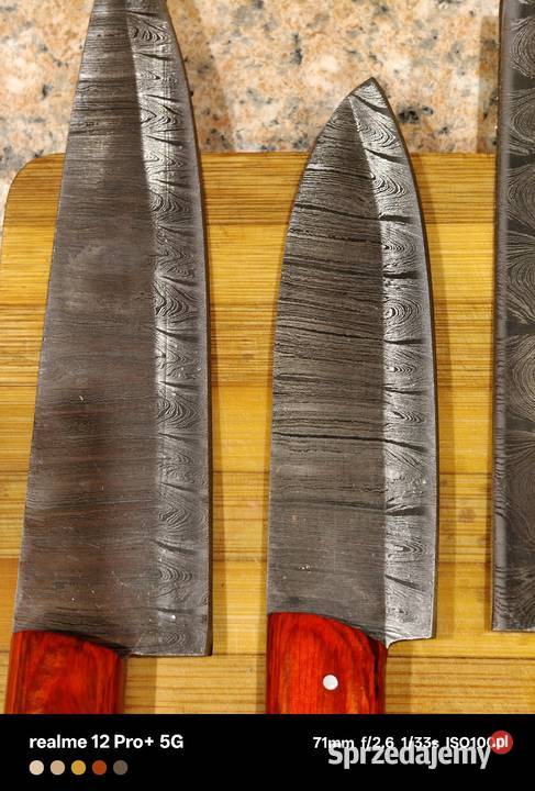 Komplet 6 noży damasceńskich handmade 312 warstw Ostrów Mazowiecka