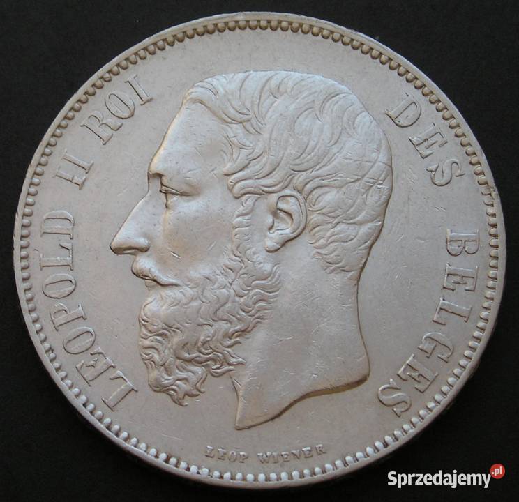 Belgia 5 franków 1873 Leopold II srebro Łódź sprzedam