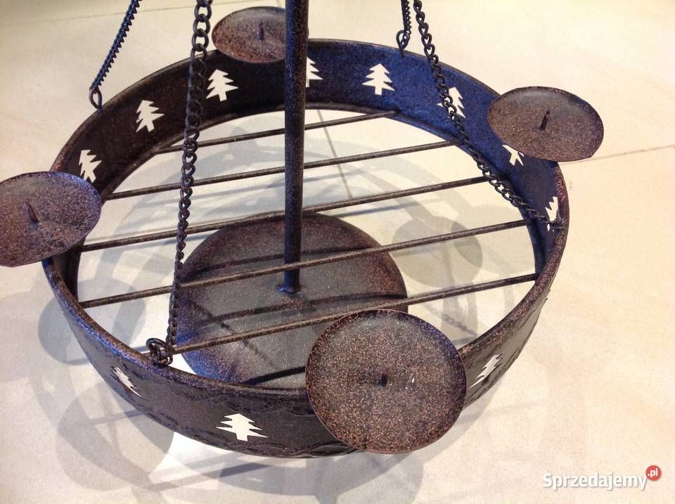 Świecznik Duży Metalowy na 4 świece Dekoracja Nowa Sól