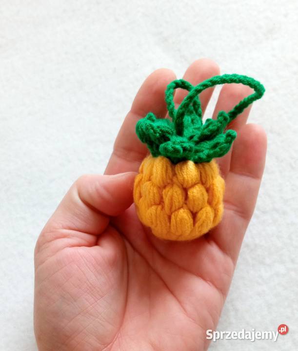 Ananas wykonany na szydełku brelok zawieszka Antyki, Sztuka, Kolekcje Łask