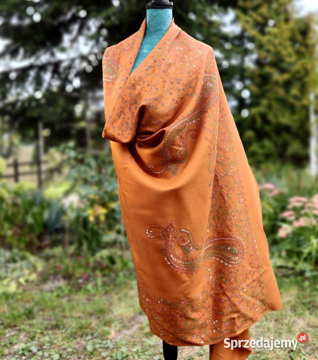 Duży szal orientalny indyjski haftowany haft Szczecin