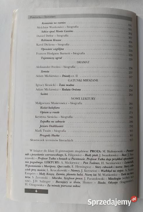 POWTÓRKA Z LITERATURY klasa 1 gimnazjum język polski Hajnówka