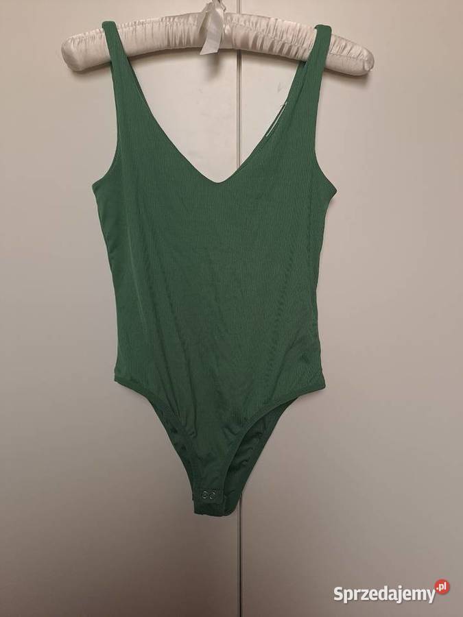 Reserved Zielone Body z prążkowanej dzianiny S Warszawa