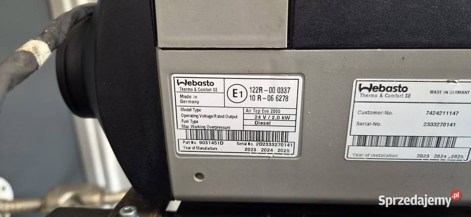 Webasto Air Top Evo 2000 24v 20 kw 23r Renault wielkopolskie Jarocin