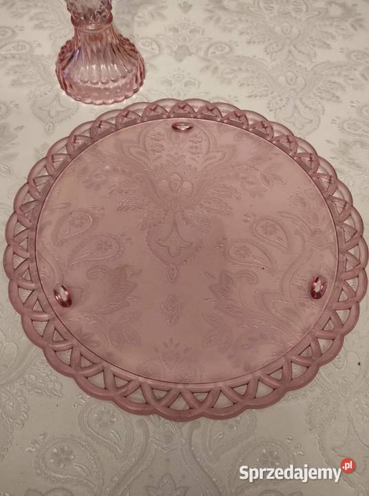 Rozalinowa patera na nóżkach łódzkie Pabianice