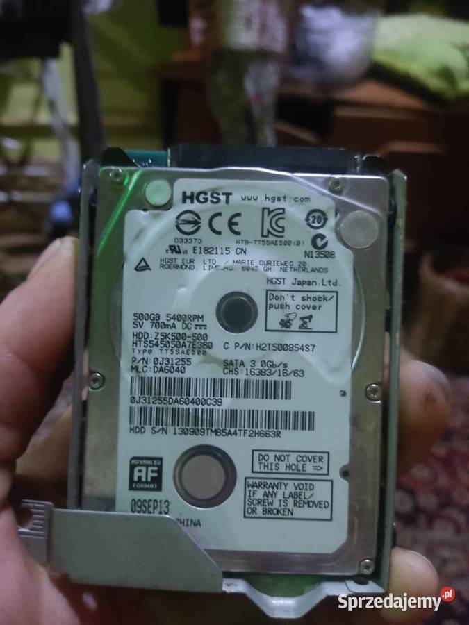 Dysk do laptopa 500gb HGST HDD SATA 3 25