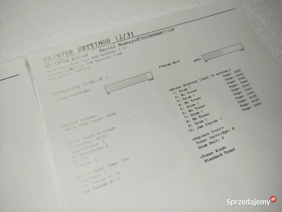 Drukarka Brother Hl1222 uszkodzona