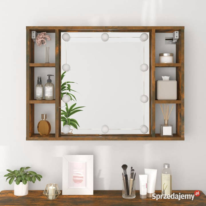 Szafka z lustrem i LED przydymiony dąb 76x15x55 mazowieckie Warszawa