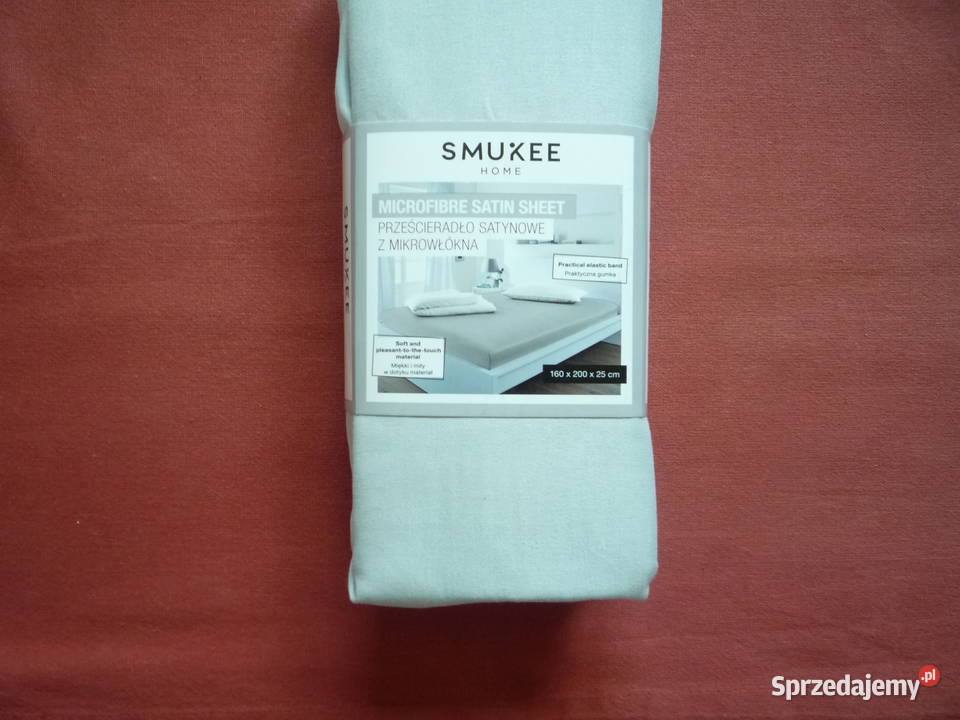 Smukee Nowe Szare Prześcieradło Satynowe z gumką szary Szczecin