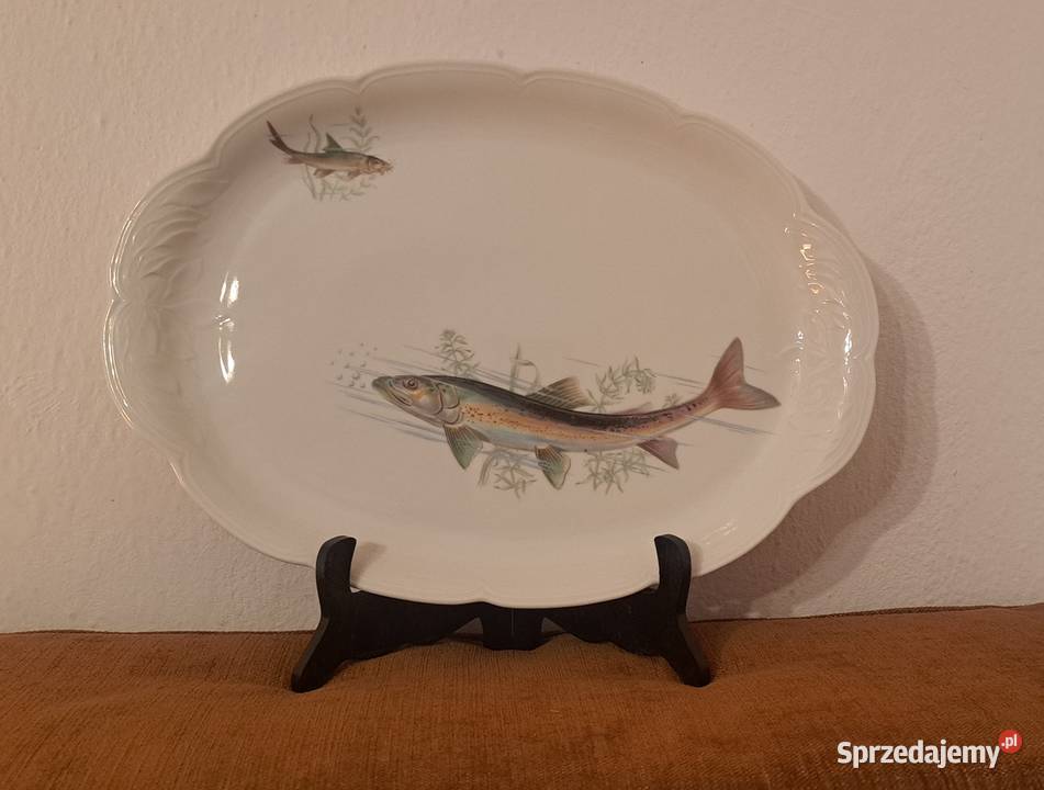 piękny duży porcelanowy półmisek patera na rybę