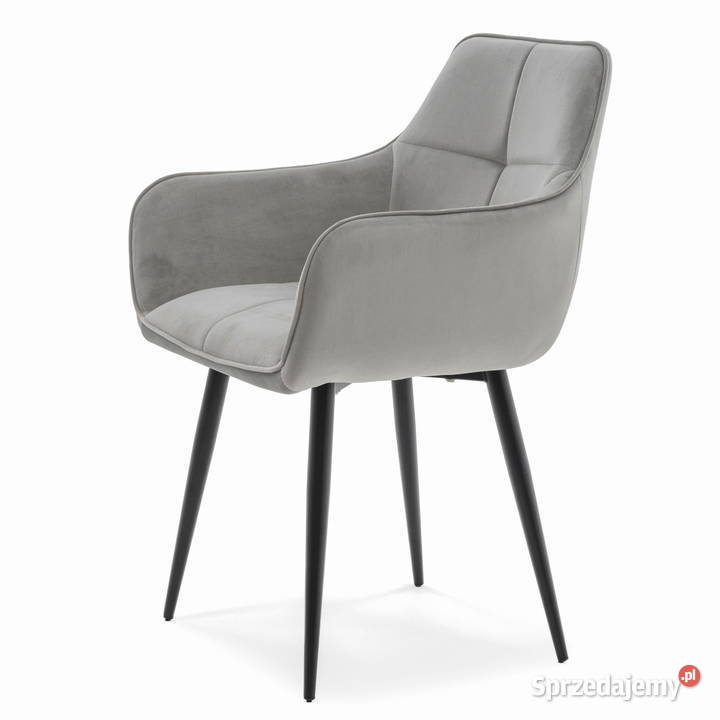 Jasnoszare Krzesło Tapicerowane Quattro Wysyłka 88cm