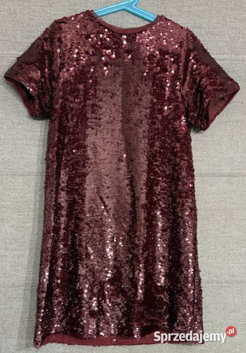 Dziewczęca purpurowa sukienka w cekiny ZARA 10 lat+ Żyrardów