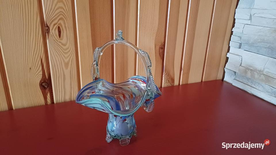 Koszyk z kolorowego szkła PRL