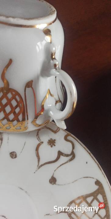 Filiżanka Secesja biało złota Bez sygnatury pomorskie Gdańsk