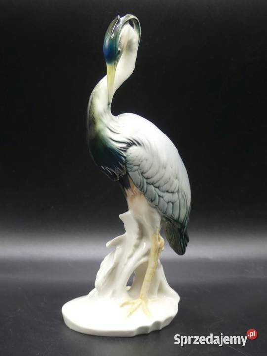 Duża kolekcjonerska czapla Karl Ens 25 Volkstedt Porcelana i szkło wielkopolskie Poznań