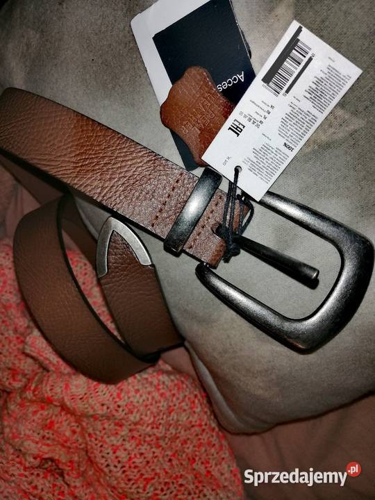 Nowy z metką SKÓRZANY pasek Z metalową klamrą I Leszno