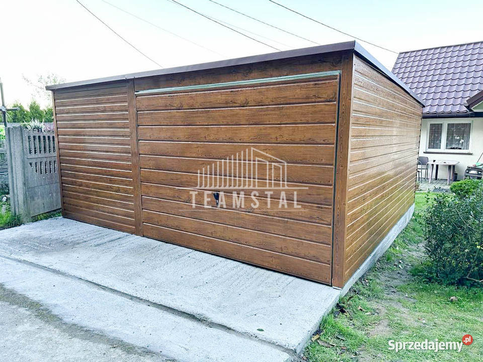 GARAŻ BLASZANY 5m x 6m poziom spad tył Brama Zakopane