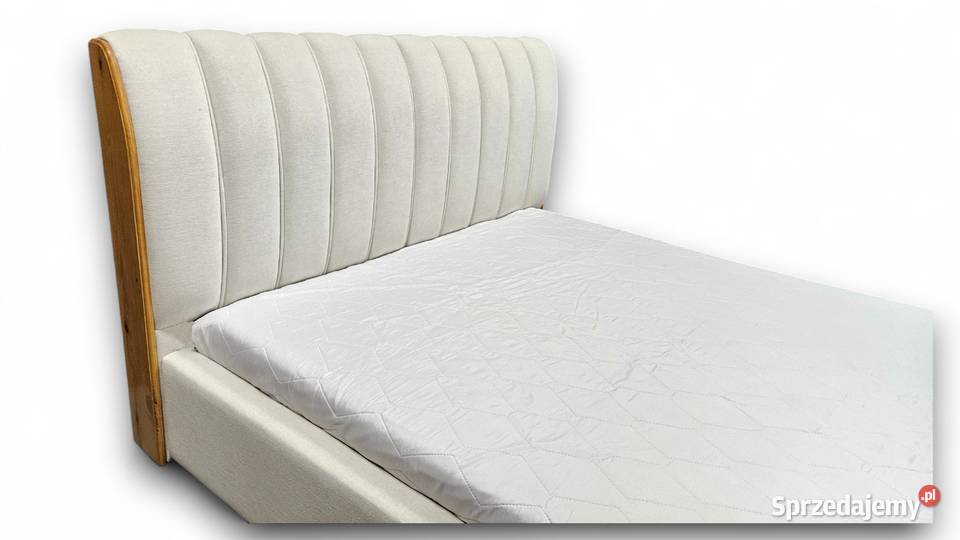Sypialniane łóżko ARIA 140x200 beżowe z drewnem Wrocław