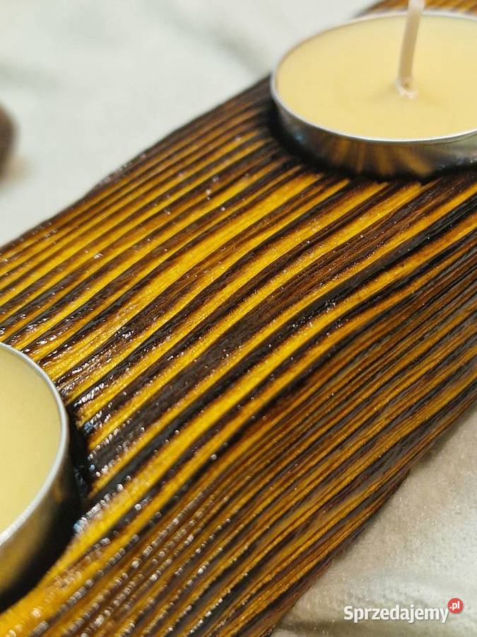 Świecznik Shou Sugi Ban drewno świerkowe Sępopol