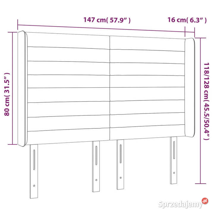 Zagłówek do łóżka z LED niebieski 147x16x118128 Warszawa